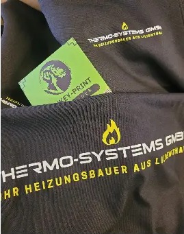 Shirt mit Logo eines Heizungsbauers